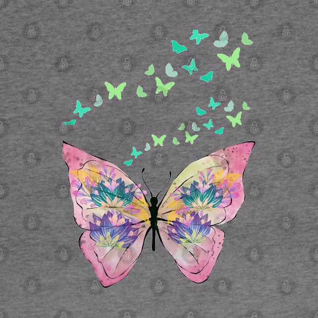 Beautiful butterflies with Batik flower pattern wing by  Suchalee